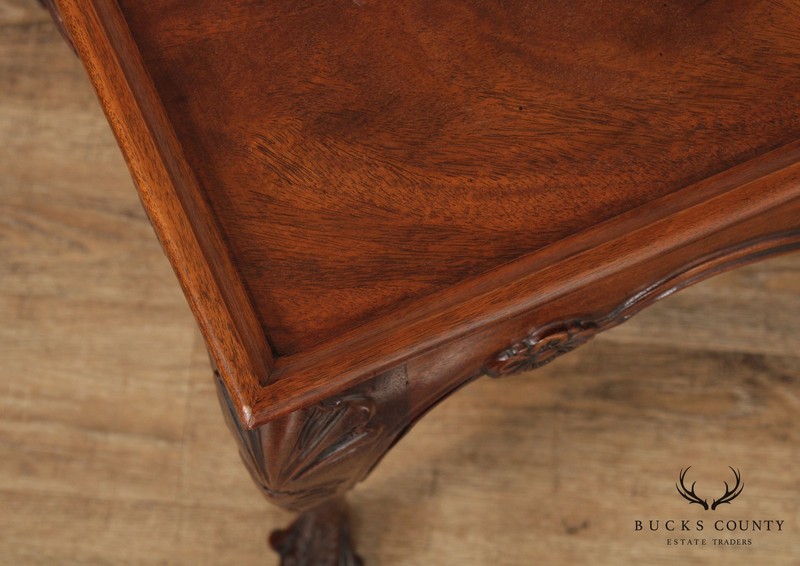 BAKER STATELY HOMES COLLECTION IRISH GEORGIAN CARVED MAHOGANY TEA TABLE gallery