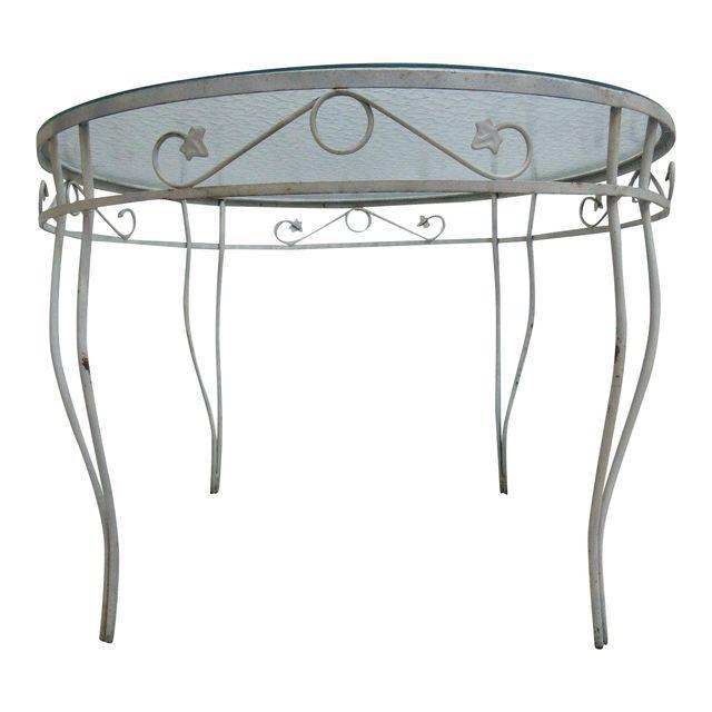 Vintage Round Outdoor Patio Porch Ivy Iron Dinette Dining Table gallery