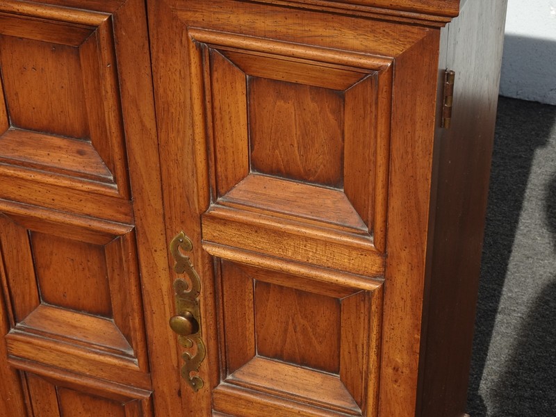 Vintage Mid Century Modern Brown Side Console Cabinet w Two Doors gallery