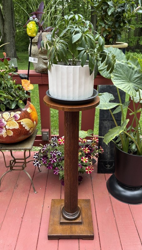 Antique Arts & Crafts Mission Quartersawn Tiger Oak Plant Stand Pedestal Fluted gallery
