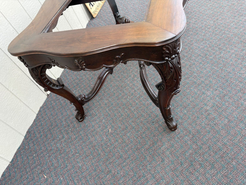 67418 Victorian Mahogany Console Table Desk with Green Marble Top Insert gallery