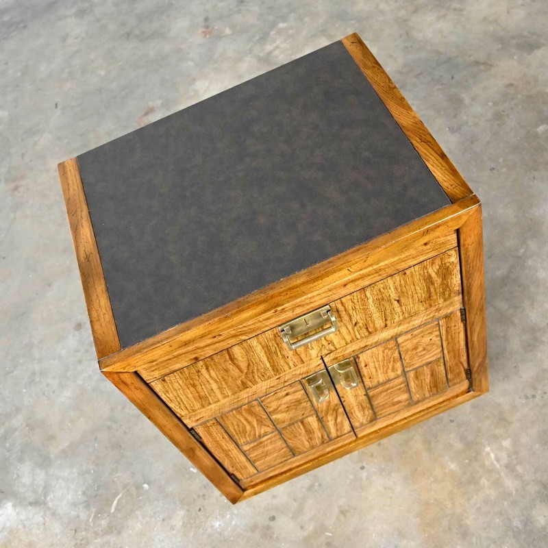 Vintage Drexel Weatherwood Collection Campaign Style End Table Cabinet or Chest gallery