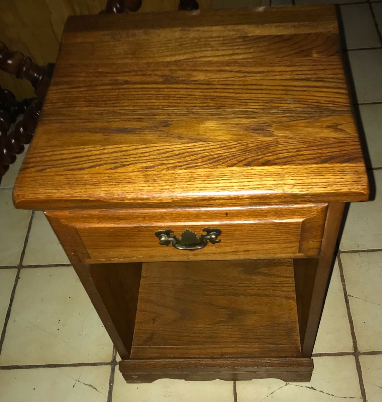 Mid Century Solid Oak Nightstand / Side Table (NS49)