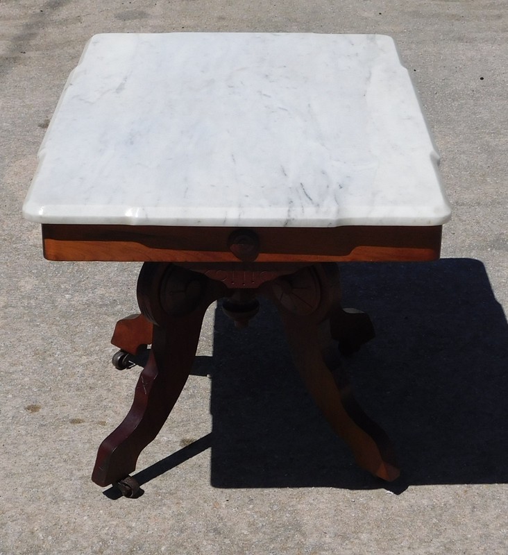 Walnut Victorian Marble Top Coffee Table gallery