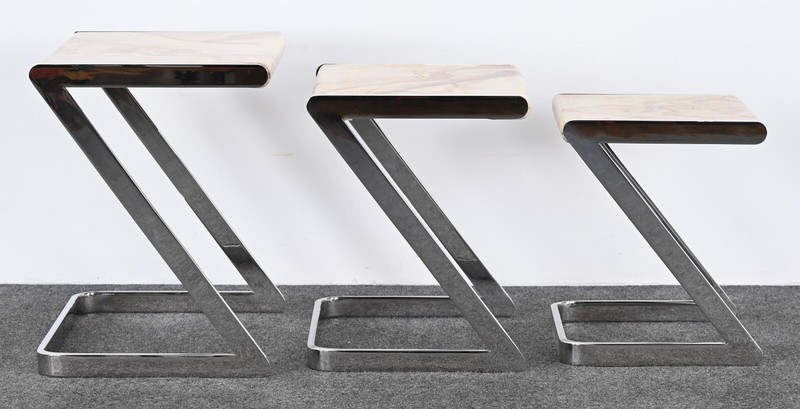 Brueton Onyx and Stainless Steel Nesting Tables, 1980s gallery