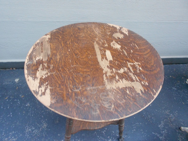 VINTAGE ANTIQUE 24 in WOOD TABLE CLAW FEET WITH GLASS BALLS - 28 in TALL -UNIQUE gallery