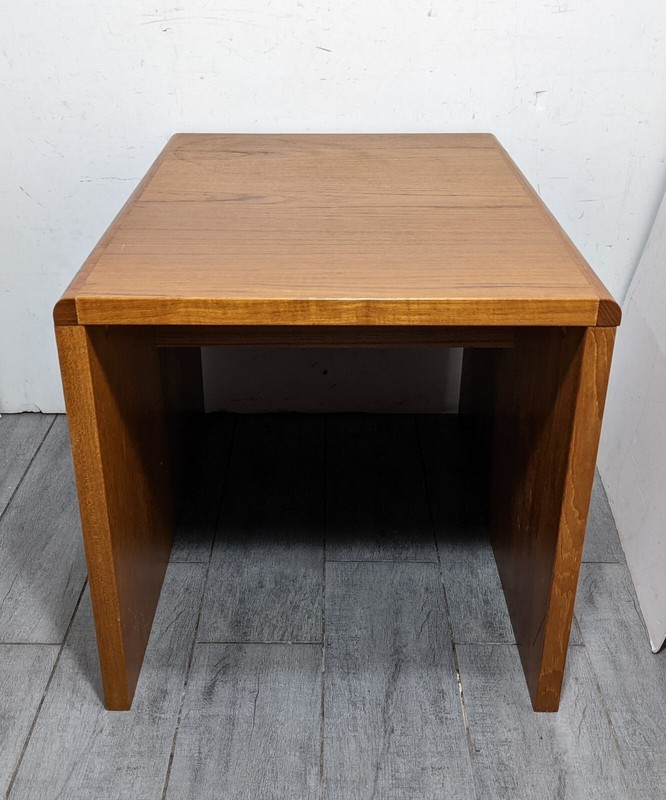 Vintage Mid Century Danish Modern Teak Wood Waterfall End Table B67 gallery