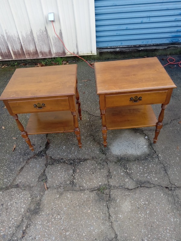 ETHAN ALLEN Heirloom Maple Nutmeg Colonial Early American 22″ Tiered Nightsta…