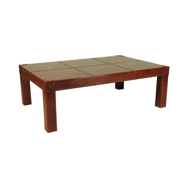 Vintage Baker Furniture Company Leather Clad Coffee Table