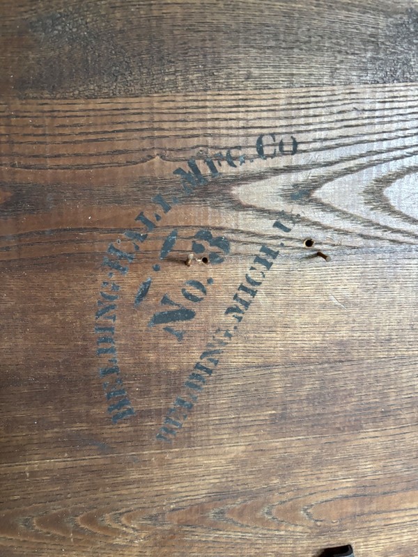 Antique BELDING HALL MFG. Co. Oak Folding Table, Sewing table No. 3 RARE