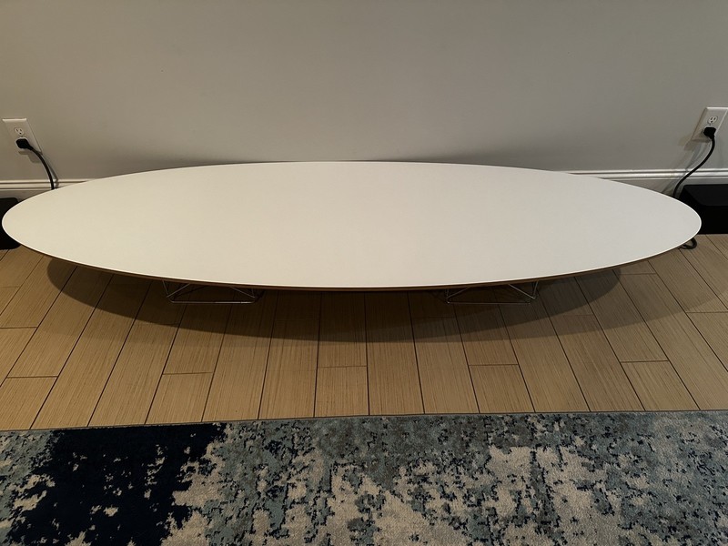 Eames Herman Miller Wire Base Elliptical Surfboard Coffee Table white