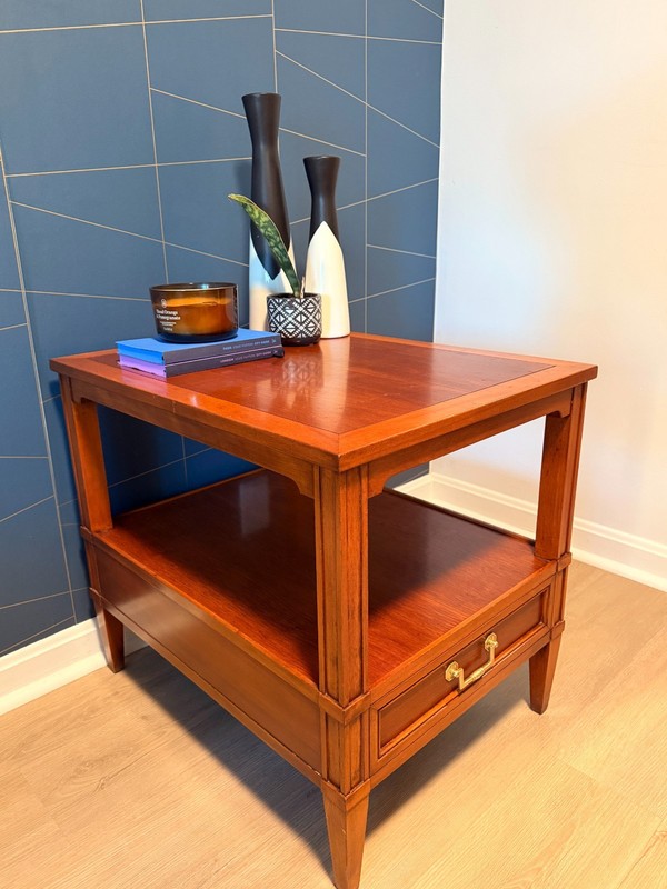 Hekman Mid Century Modern Maple End Table Nightstand Hollywood Regency Vintage gallery