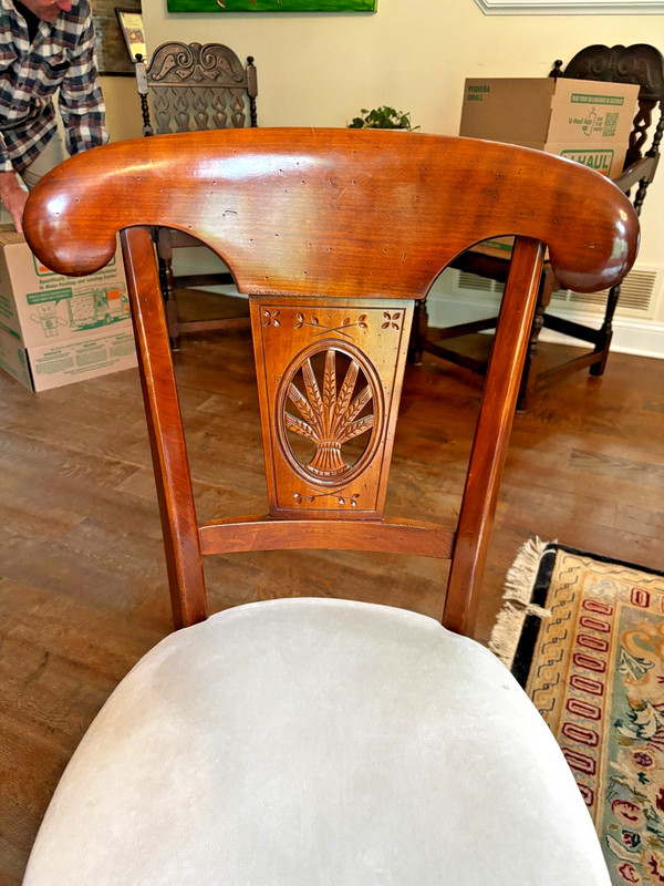 Vintage Duncan Phyfe Style Dining Set – Mahogany Table, Leaves, 4 Chairs, Cover gallery
