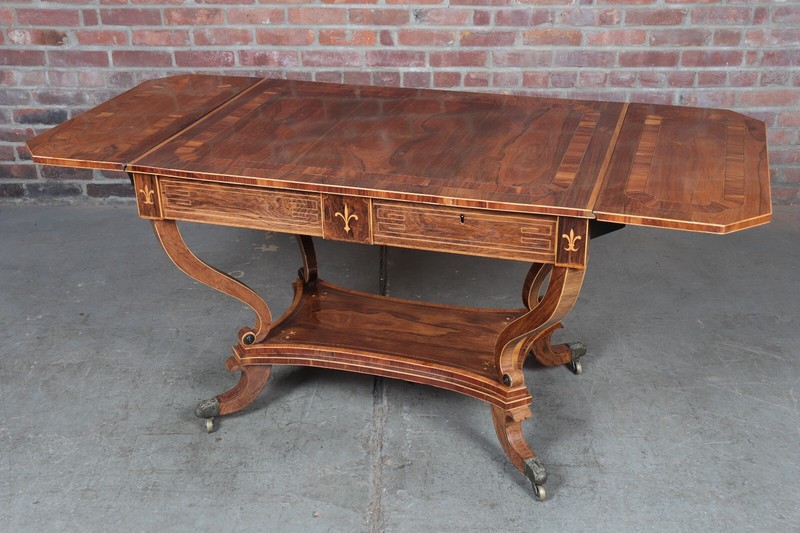 Fine Regency Drop Leaf Marquetry Table, ca. 1820 gallery