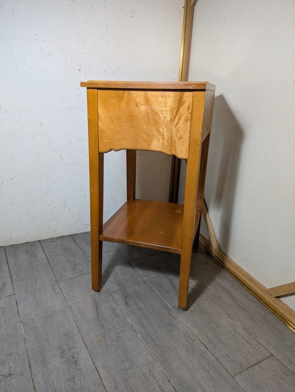 Vintage Rustic Country Shaker MCM Maple Wood End Table Nightstand Drawer N84 gallery