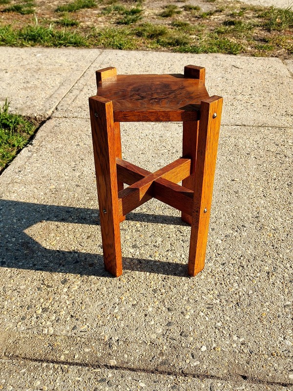 Vintage Solid Oak Mission Plant Stand 18"× 12"× 9" gallery