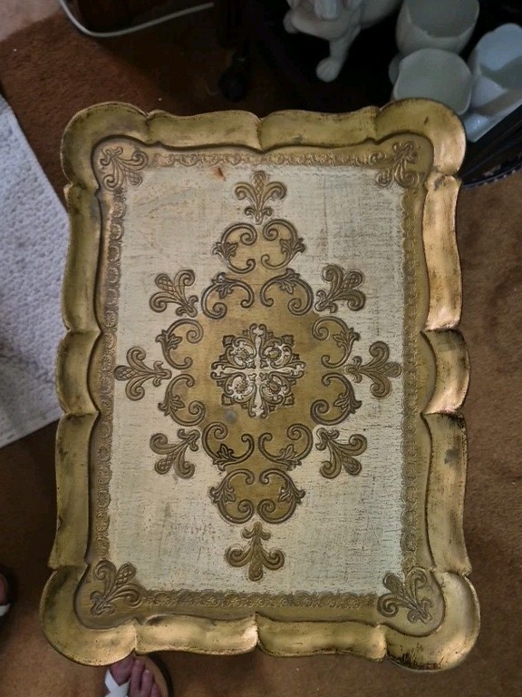Vintage Italian Florentine Side Tables GuiltHollywood Regency Ornamented Crown gallery