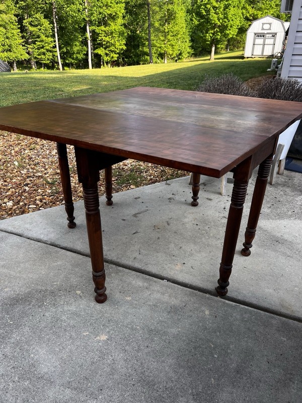 Antique Colonial Drop Leaf Table. Non Branded. Beautiful. Turned Wood Legs gallery