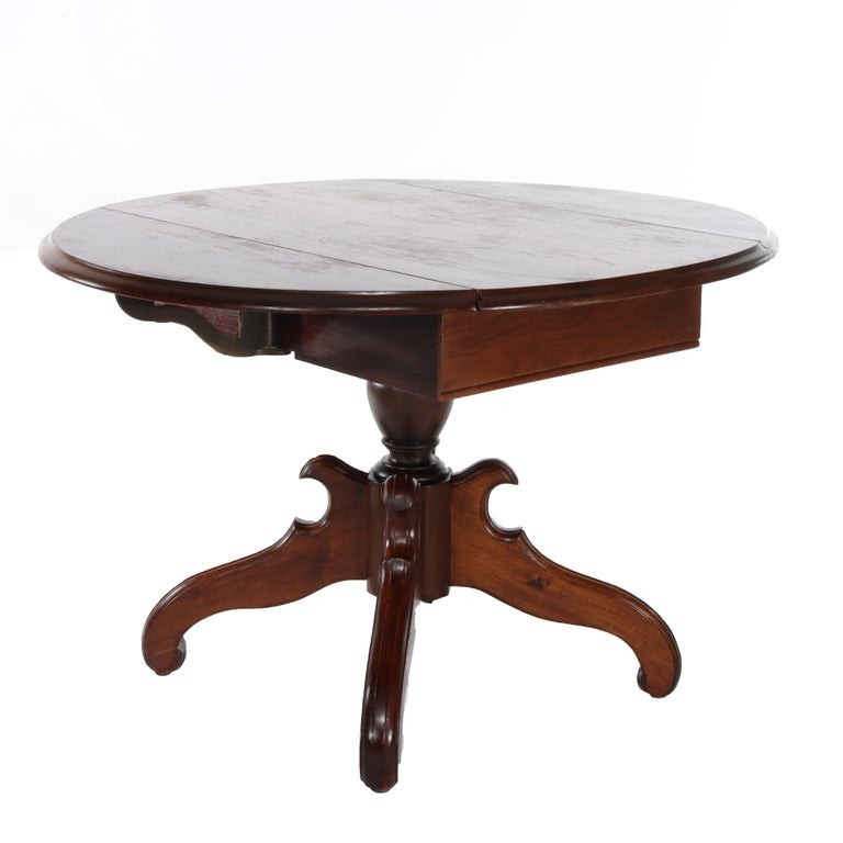 Antique Victorian Walnut Drop Leaf Table C1890 gallery