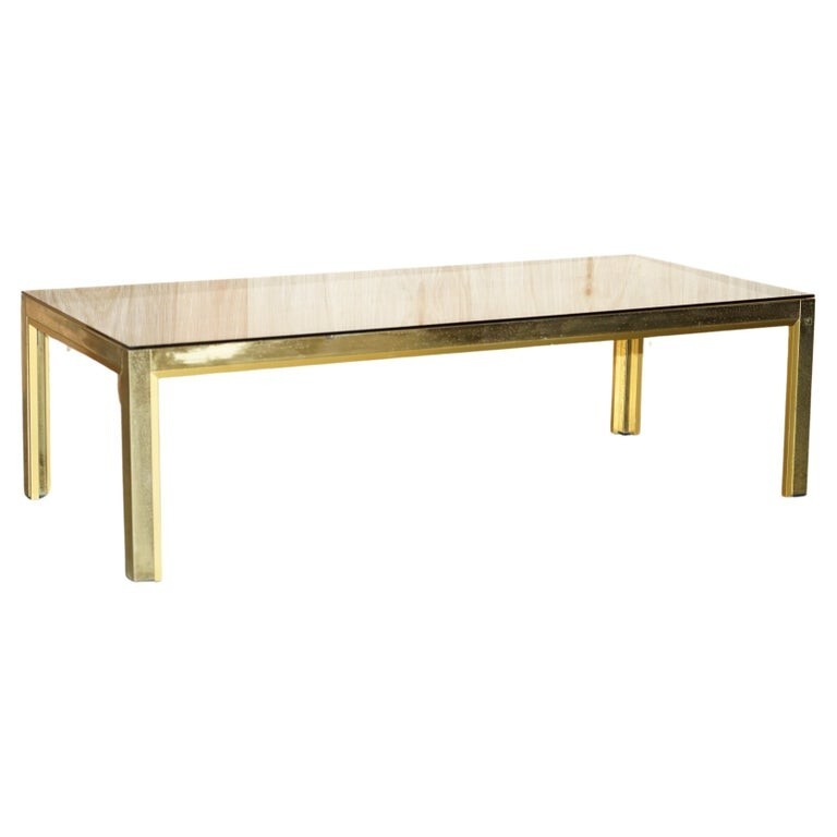 CIRCA 1950’S MID CENTURY MODERN BRASS& GLASS COFFEE COCKTAIL TABLE PART SUITE