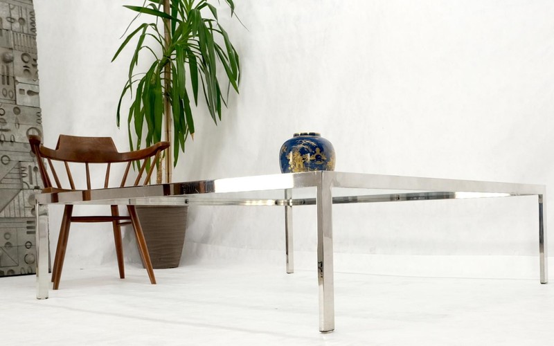 Mid Century Modern Large Oversize Square Chrome Stainless Steel Coffee Table gallery
