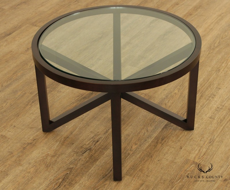Contemporary Pair Round Glass Top Occasional Tables gallery