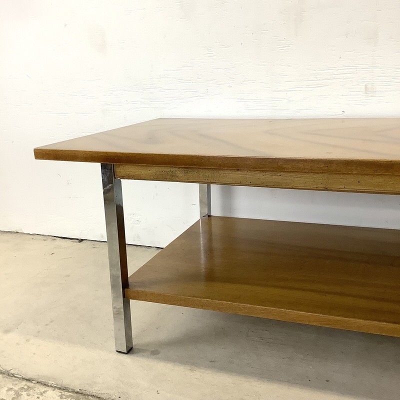 MCM Two-Tier Wood and Chrome Coffee Table gallery