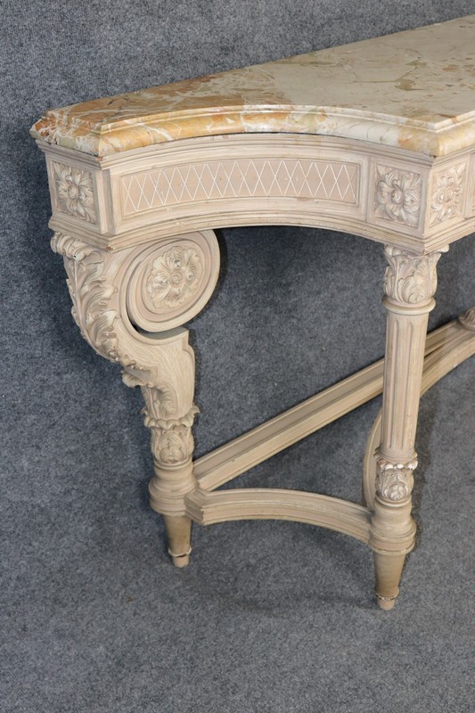 Signed Maison Jansen Marble Top Directoire Console Table with Certification gallery