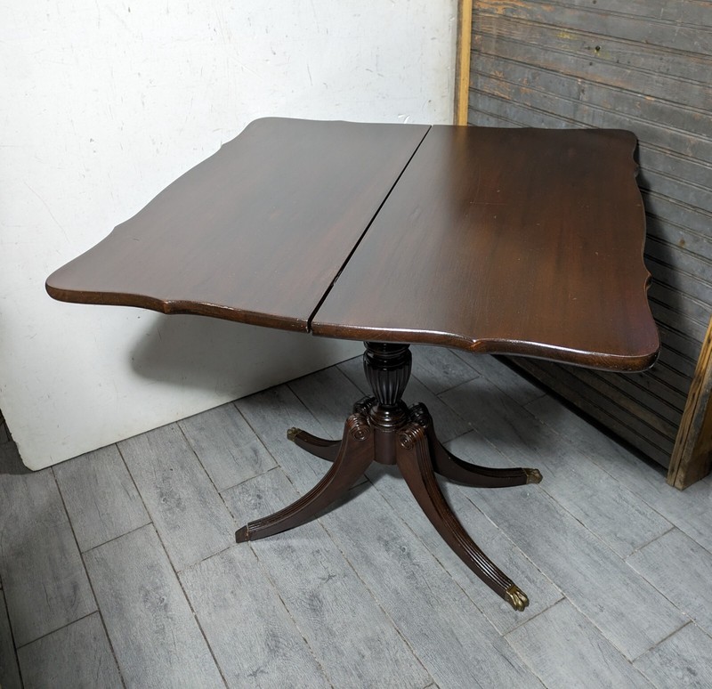 Vintage Brandt Folding Mahogany Game Pedestal Table Claw Feet Duncan Phyfe Style gallery