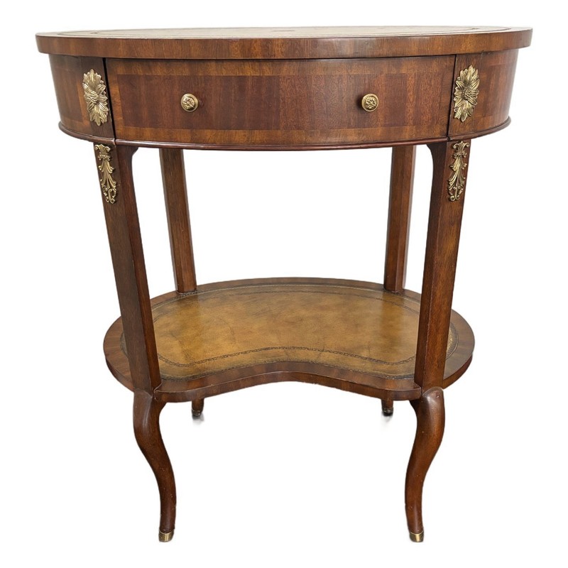 Maitland Smith Mahogany Leather Top Occasional Table Side Table