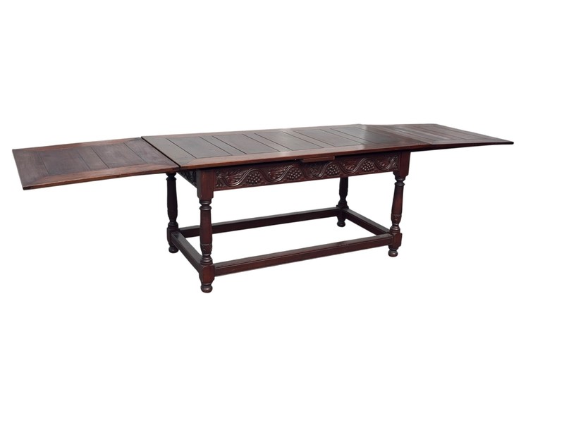 antique large dining stretcher base pub tavern table 11ft extension baroque gallery