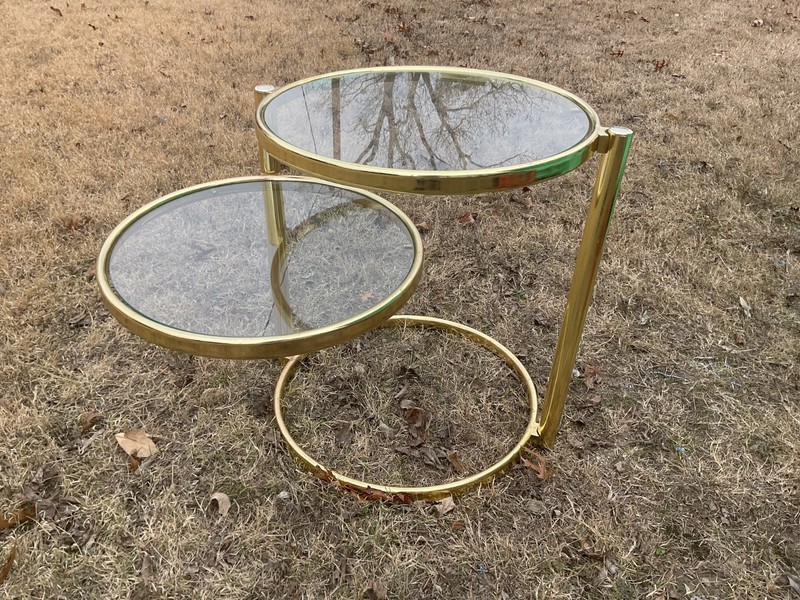 Vintage Swivel Brass Glass chrome Cocktail End Side Table Style Of Milo Baughman