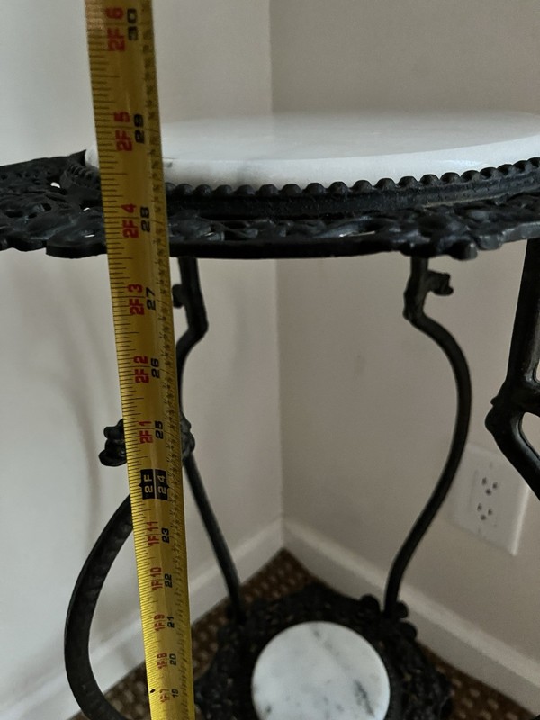 Antique Cast Iron Plant Stand with Marble Tops – 28” Tall Vintage Decor gallery