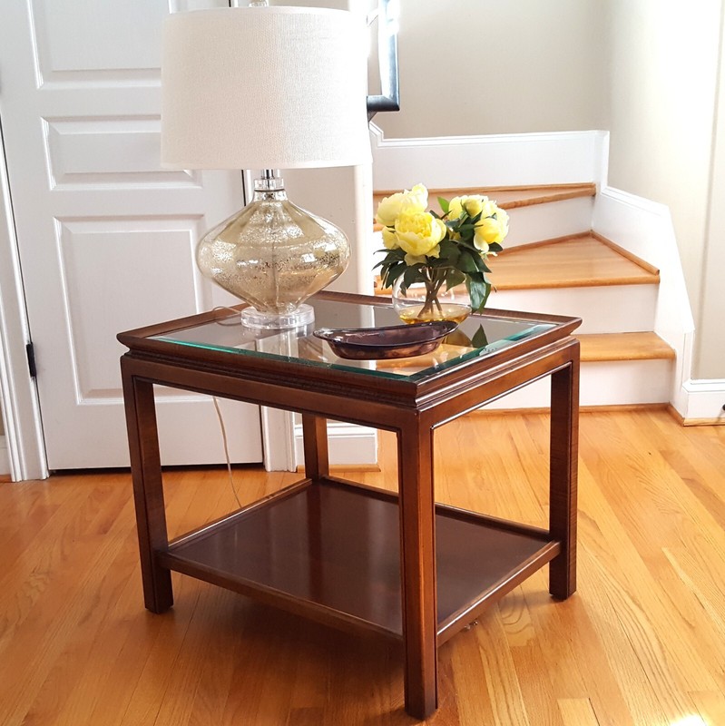 Vintage MCM Brandt End/Side Table Lovely Beveled Glass Top Elegant & Stylish!
