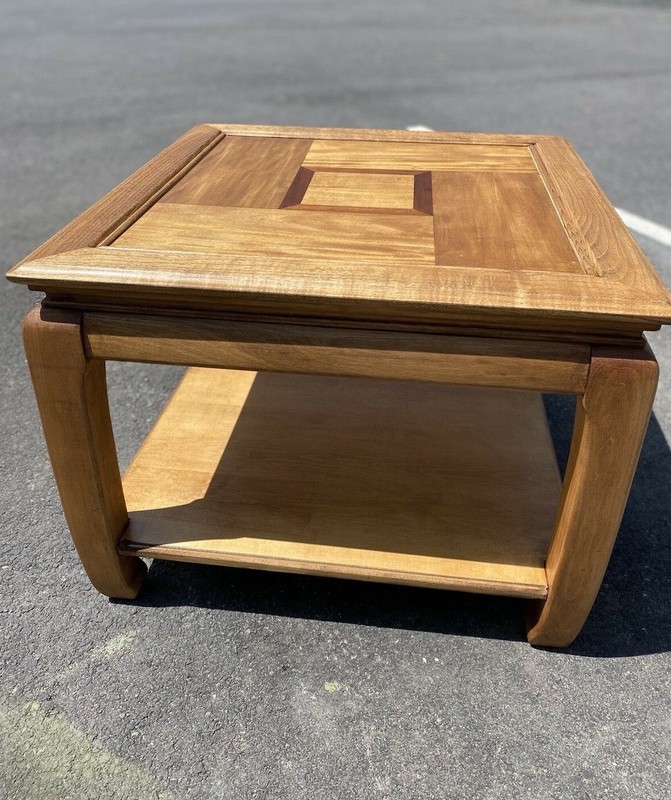 Beautiful Vintage Mahogany Side End Parlor Table, Inlaid Wood, Curved Legs HEAVY gallery