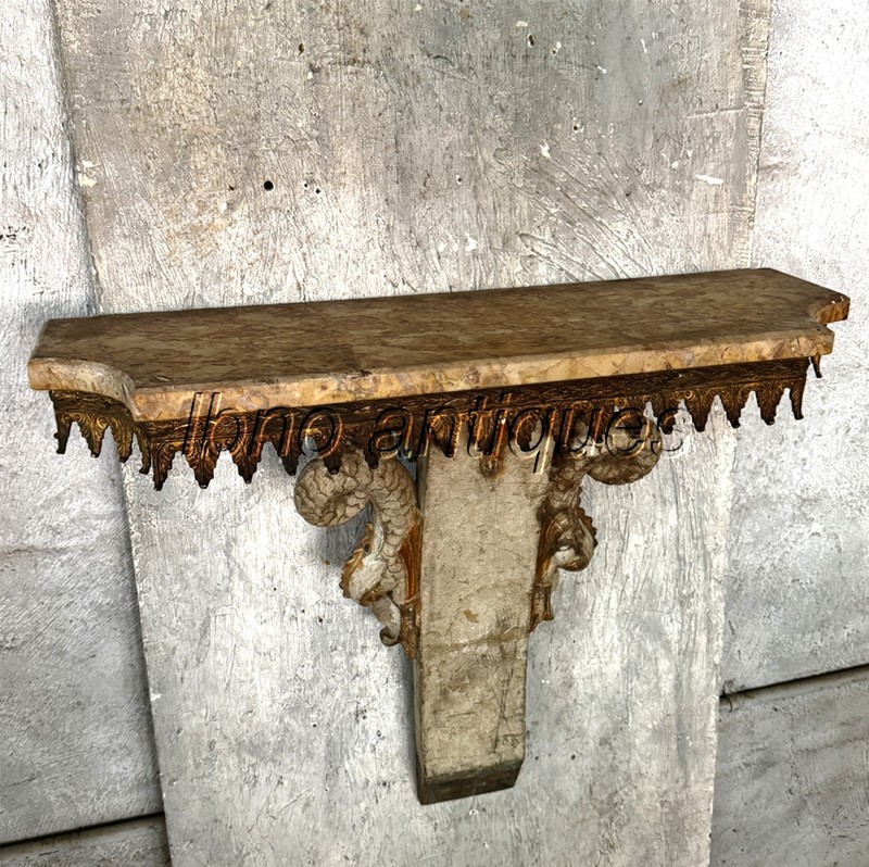 CHARMING 19TH C. ITALIAN WALL MOUNTED CONSOLE TABLE . MYTHOLOGICAL MONSTER FISH