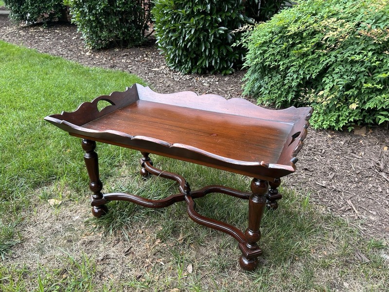 Antique Mahogany Tray Top Coffee Table with Carved Legs – 39.5” x 26” gallery