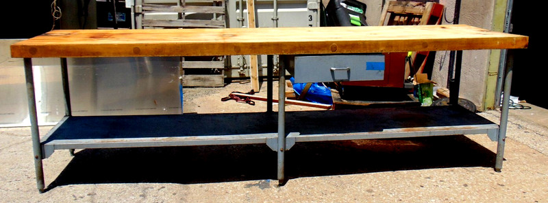 Vtg Industrial Chef Butcher Block Island Stainless WorkStation Table 120x30 gallery