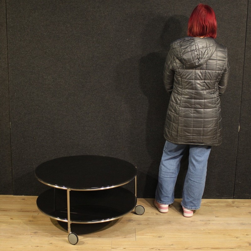 Coffee table on wheels modern Italian table 80s IN metal and glass gallery