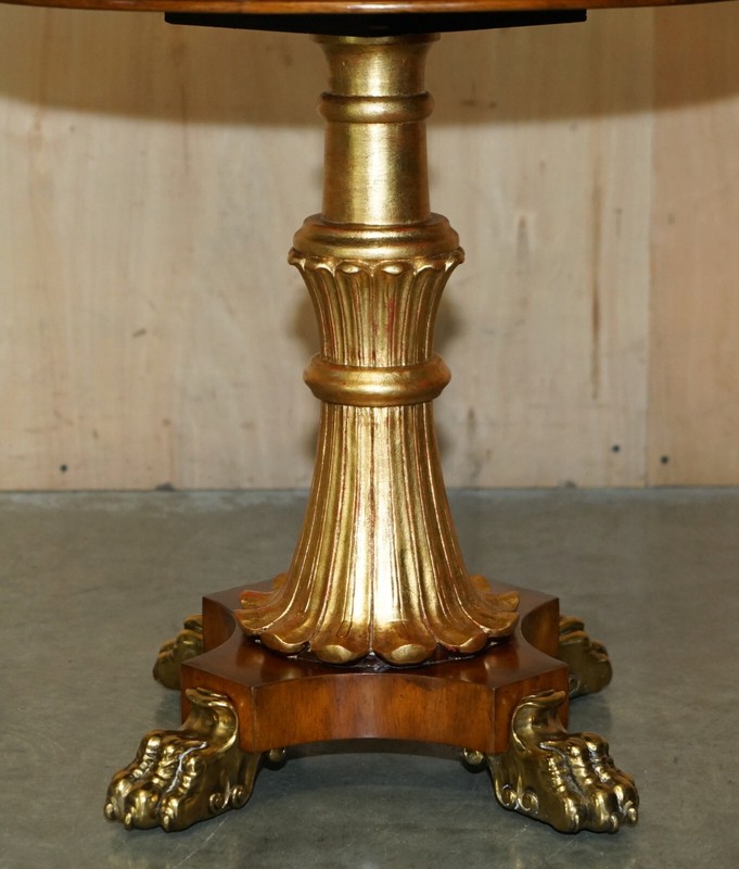 SUBLIME PAIR OF VINTAGE MARBLE TOPPED SIDE END TABLES SOLID BRASS LIONS PAW FEET gallery