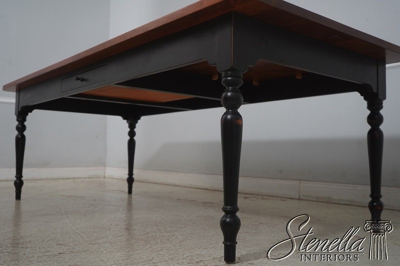 L70961: Country 1 Drawer Cherry Dining Room Table w. Black Legs gallery