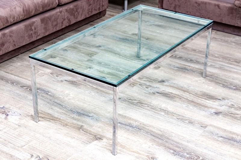 Vintage Chrome And Glass Top Coffee Table