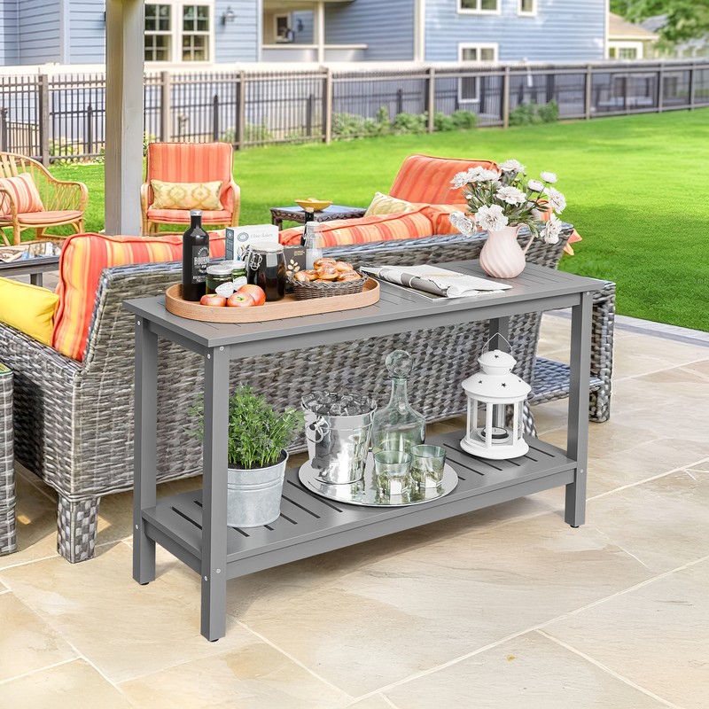 48'' Console Sofa Table w/ Storage Shelves Entry Way Table Indoor & Outdoor Gray gallery