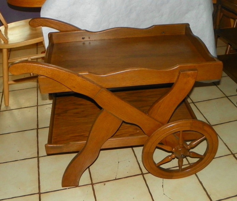Solid Oak German Made Tea Cart / Wagon / Table (T496)