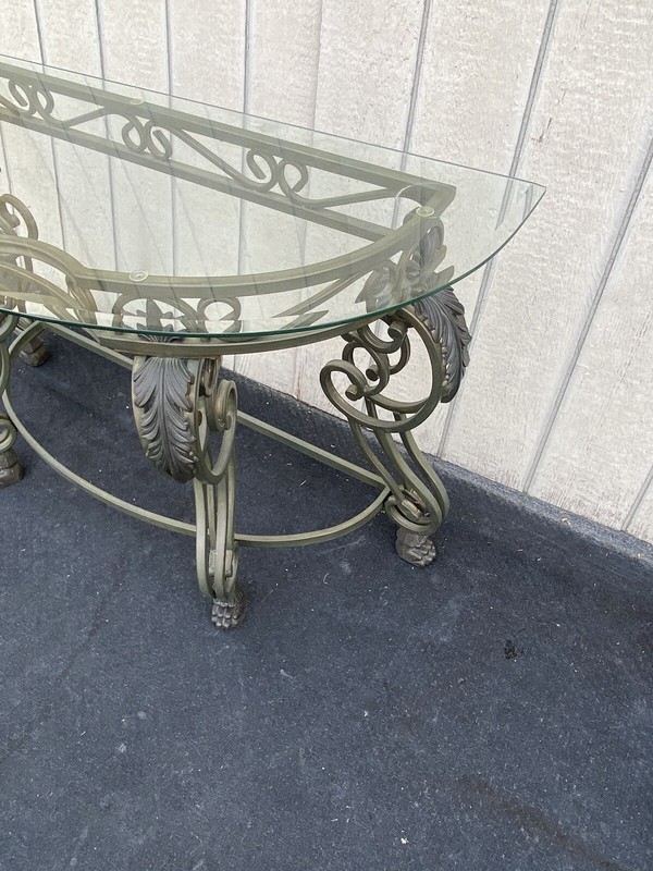 65470 Quality Glass Top Modern Console Table with Heavy Metal Base gallery