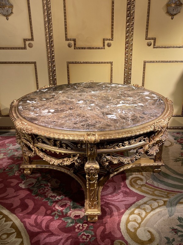 Impressive Massive Living Room Coffee Table Louis XV, Beech, Gold gallery