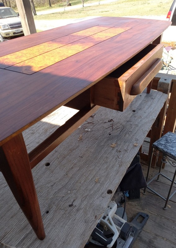 Mid Century Inlaid Coffee Table With Push Pull Drawer by Stanley (RP-CT419) gallery