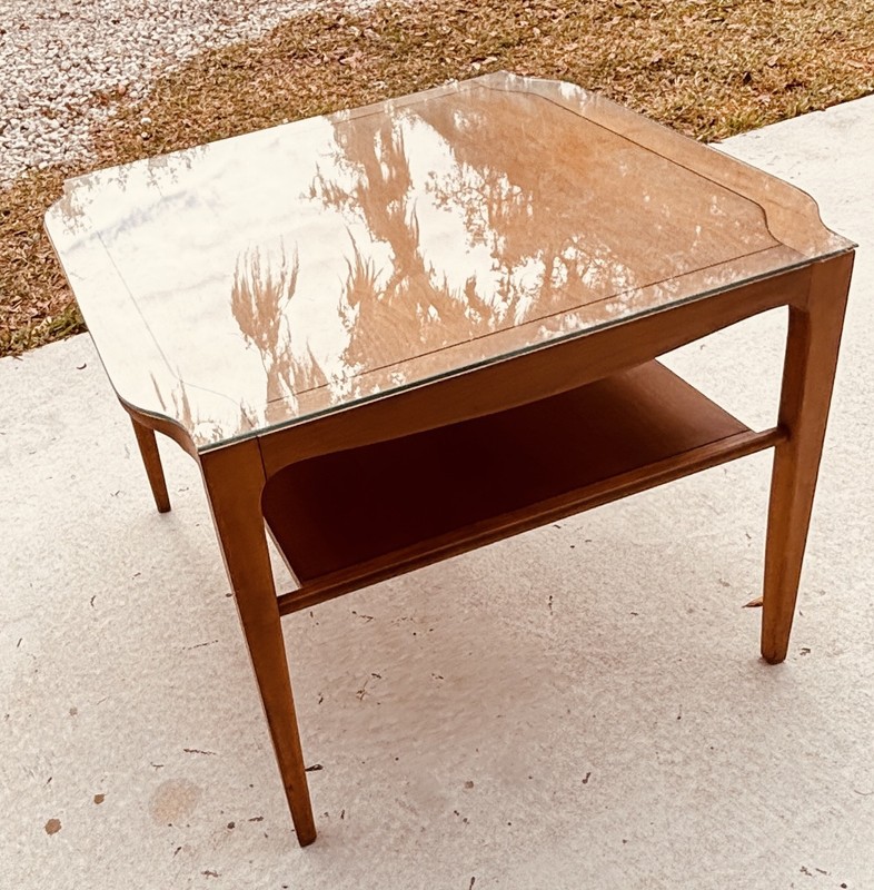 Drexel Sculpted Wood Two-Tier Side Table