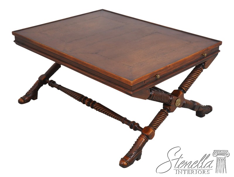 L64739EC: THEODORE ALEXANDER Leather Top Shoe Foot Coffee Table