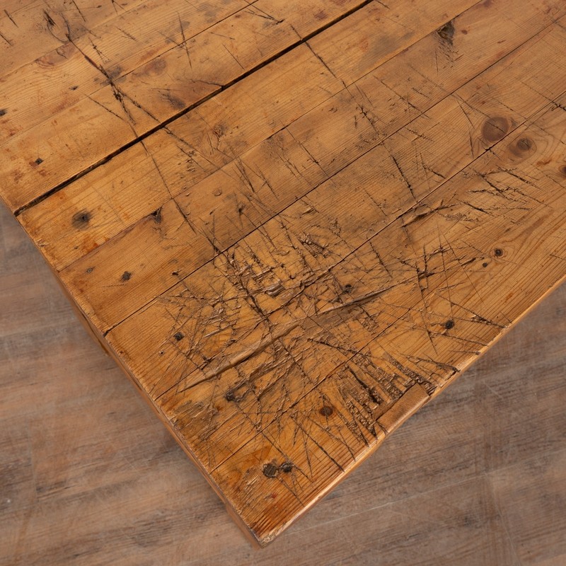 Late 19th Century Rustic Pine Work Table Console Island gallery